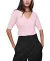 Rebecca Minkoff Have V-neck Short Sleeve Wool Blend Sweater In Blush