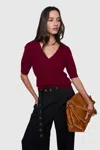 Rebecca Minkoff Haven V Neck Sweater In Lacquer