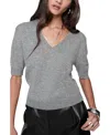 Rebecca Minkoff Have V-neck Short Sleeve Wool Blend Sweater In Light Grey