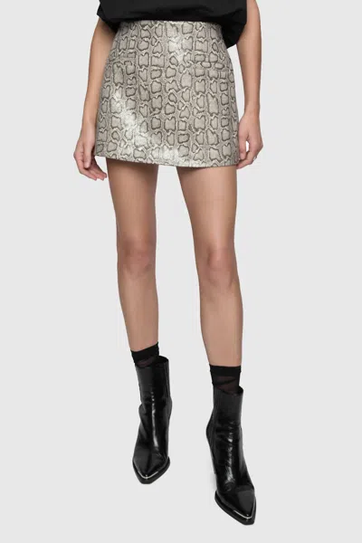 Rebecca Minkoff Hayden Faux Snake Skort In Stone In Gray