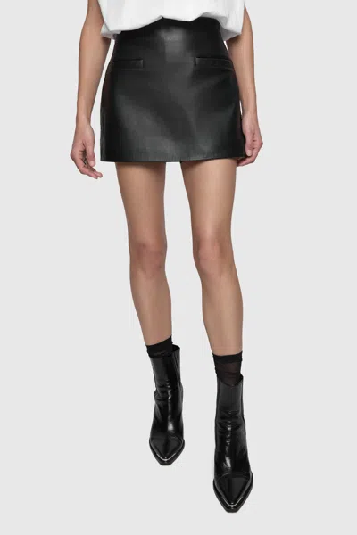 Rebecca Minkoff Hayden Leather Skort Sweater In True Black