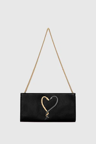 Rebecca Minkoff Heart Snake Clutch Bag In Black