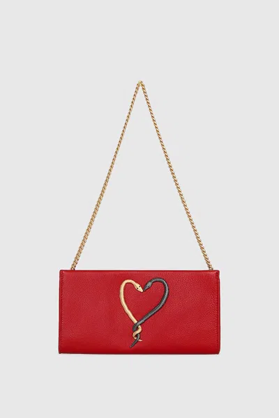 Rebecca Minkoff Heart Snake Clutch Bag In Seduction Red