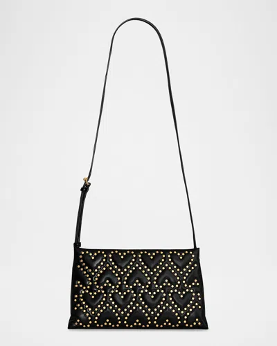REBECCA MINKOFF HEART STUDDED LEATHER CROSSBODY BAG