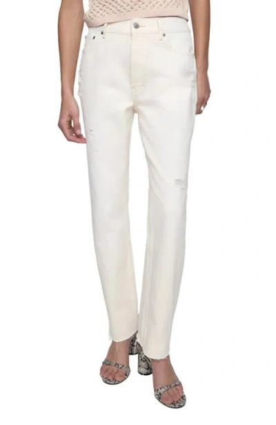 Rebecca Minkoff Heidi Distressed High Waist Raw Hem Boyfriend Jeans In Ecru Wash