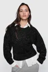 Rebecca Minkoff Henley Lurex Sweater In True Black