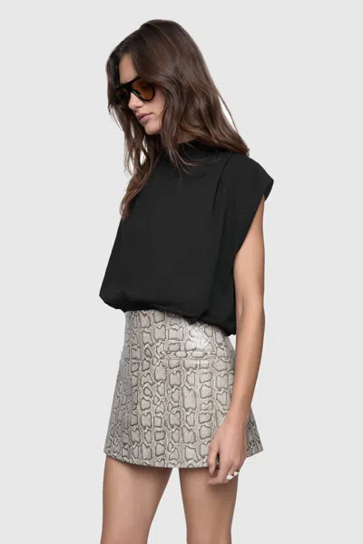 Rebecca Minkoff Holly Short Sleeve Top In True Black