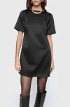 Rebecca Minkoff Iggy Satin T-shirt Minidress In True Black