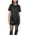 Rebecca Minkoff Iggy Satin T-shirt Minidress In True Black