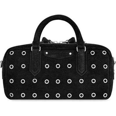 Rebecca Minkoff Industry Grommet Leather Bowler Bag In Black