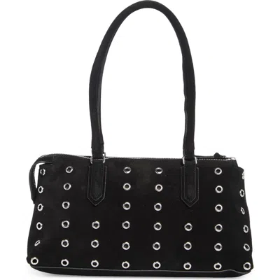 Rebecca Minkoff Industry Suede Shoulder Bag In Black