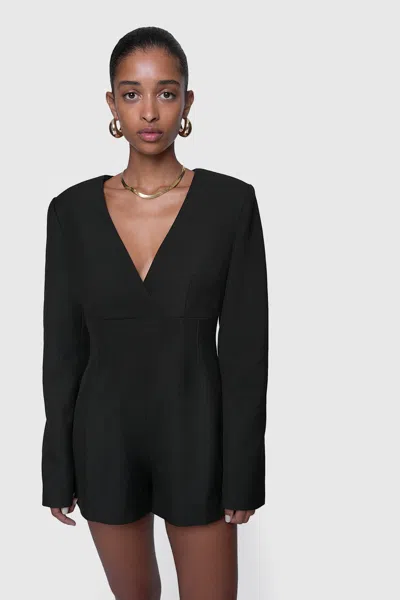 Rebecca Minkoff Indy Long Sleeve Romper Sweater In True Black