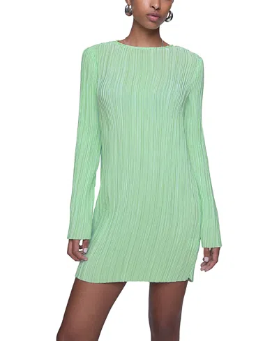 Rebecca Minkoff Iris Pleated Long Sleeve Mini Dress In Matcha