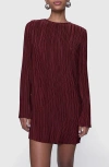 Rebecca Minkoff Iris Pleated Long Sleeve Minidress In Lacquer