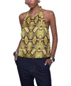 Rebecca Minkoff Isador Snakeskin Print Halter Neck Top In Yellow