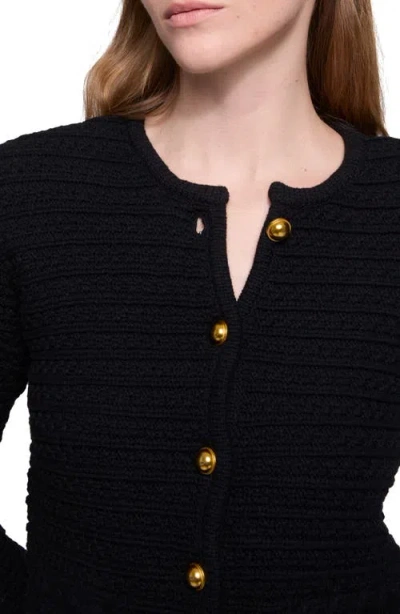 Rebecca Minkoff Isla Braided Crop Cotton Blend Cardigan In True Black