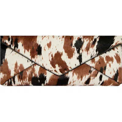 Rebecca Minkoff Calf Hair Cow Print Envelope Clutch In Brown