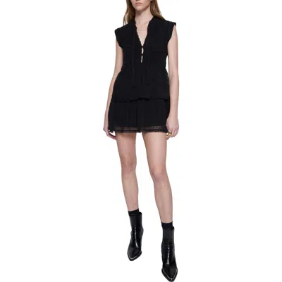 Rebecca Minkoff Ivy Clip Dot Tiered Minidress In True Black