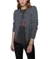 Rebecca Minkoff Janine Puff Shoulder Wool Cardigan In Heather Grey