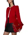 Rebecca Minkoff Janine Puff Shoulder Wool Cardigan In Red