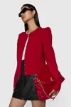 Rebecca Minkoff Janine Puff Shoulder Wool Cardigan In Lipstick