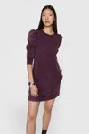 Rebecca Minkoff Janine Faded Puff Sleeve Cotton Sweatshirt Minidress In Acid Washed Currant