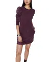 Rebecca Minkoff Janine Faded Puff Sleeve Cotton Sweatshirt Minidress In Dark Purple