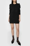 Rebecca Minkoff Janine Faded Puff Sleeve Cotton Sweatshirt Minidress In True Black