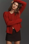 Rebecca Minkoff Janine Puff Shoulder Wool Cardigan In Red