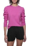Rebecca Minkoff Janine Puff Shoulder Cotton Jersey Top In Mulberry