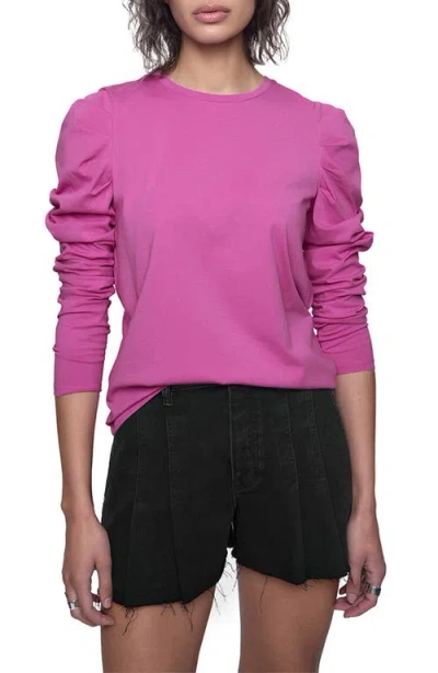 Rebecca Minkoff Janine Puff Shoulder Cotton Jersey Top In Mulberry