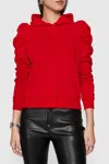 Rebecca Minkoff Janine Puff Sleeve Hoodie Top In Lipstick Red In Red