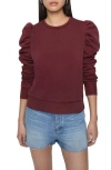 Rebecca Minkoff Janine Puff Sleeve Sweatshirt In Burgundy