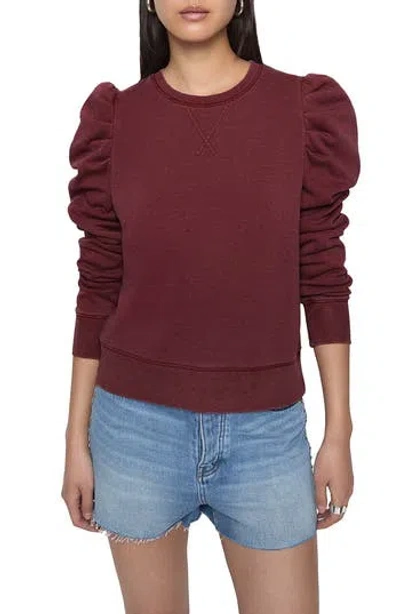 Rebecca Minkoff Janine Puff Sleeve Sweatshirt In Burgundy