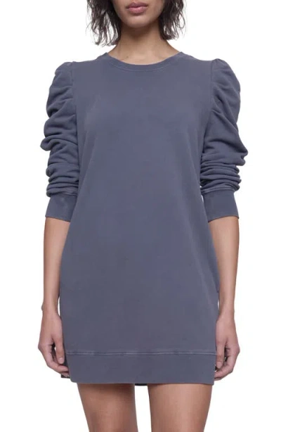 Rebecca Minkoff Janine Ruched Sleeve Sweatshirt Minidress In Slate Dark Grey