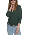 Rebecca Minkoff Janine Puff Shoulder Merino Wool V-neck Sweater In Basil