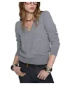 Rebecca Minkoff Janine Puff Shoulder Merino Wool V-neck Sweater In Stone