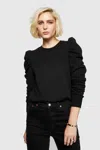 Rebecca Minkoff Janine Pleated-shoulder Sweatshirt In True Black
