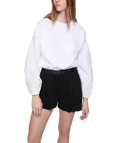 Rebecca Minkoff Julia Combo Long Sleeve Top In Bright White