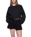 Rebecca Minkoff Julia Mixed Media Crop Cotton Blend Sweatshirt In True Black