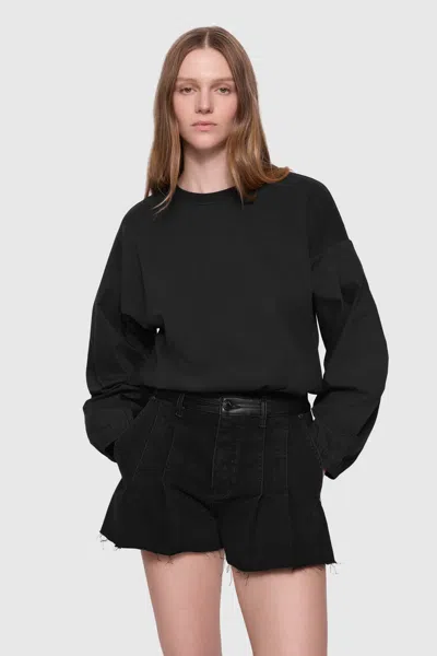 Rebecca Minkoff Julia Combo Long Sleeve Top In True Black
