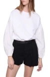 Rebecca Minkoff Julia Combo Long Sleeve Top In Bright White