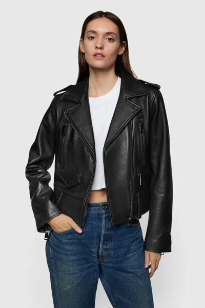 Rebecca Minkoff Julian Moto Jacket In Black/black