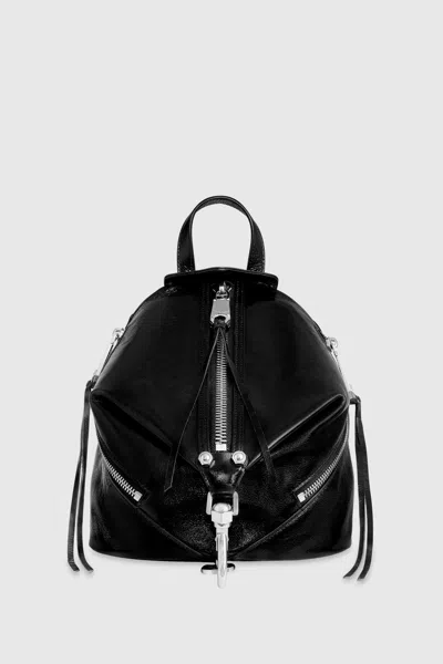 Rebecca Minkoff Julian Zipped Medium Backpack Bag In Black/silver