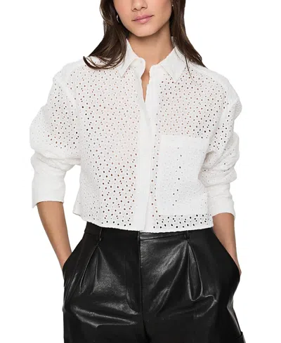 REBECCA MINKOFF JUNA CROP EYELET TOP