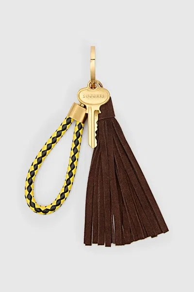 Rebecca Minkoff Key To Success Bag Charm In Tawny/black/yellow