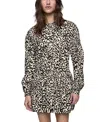 Rebecca Minkoff Khloe Print Long Sleeve Minidress In Chalk Leopard Swirl