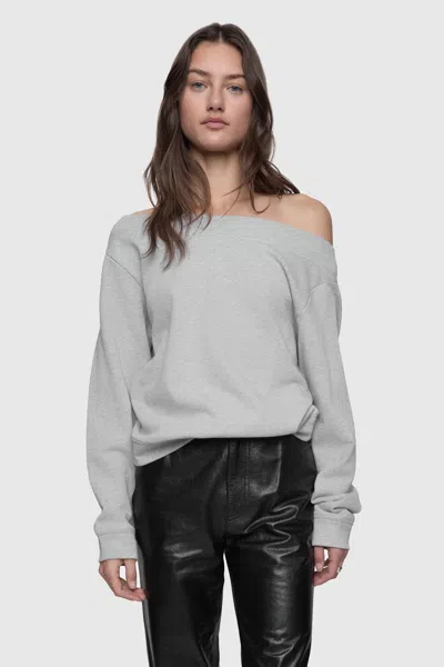 Rebecca Minkoff Kora Off Shoulder Sweatshirt In Grey