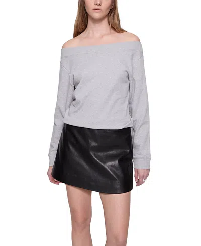 Rebecca Minkoff Kora Off Shoulder Sweatshirt In Heather Grey