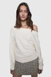 Rebecca Minkoff Kora Off The Shoulder Cotton Sweatshirt In Porcelain